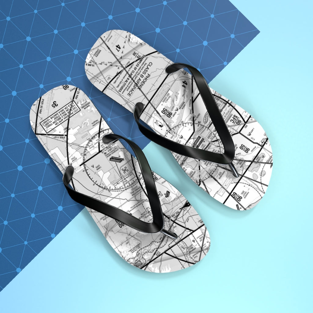 Aeronautical Chart Flip-Flops (PHX/b&w)