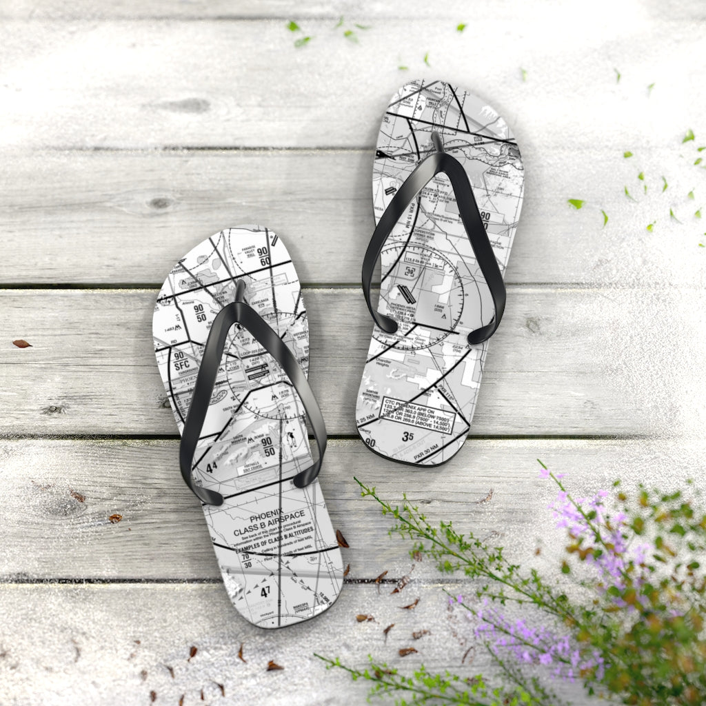 Aeronautical Chart Flip-Flops (PHX/b&w)