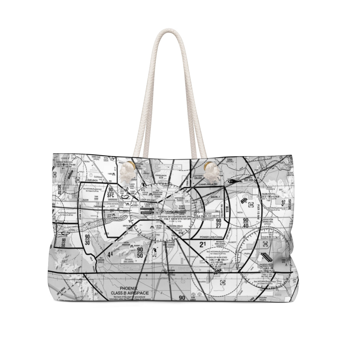 Aeronautical Chart weekender tote bag (PHX/b&w)