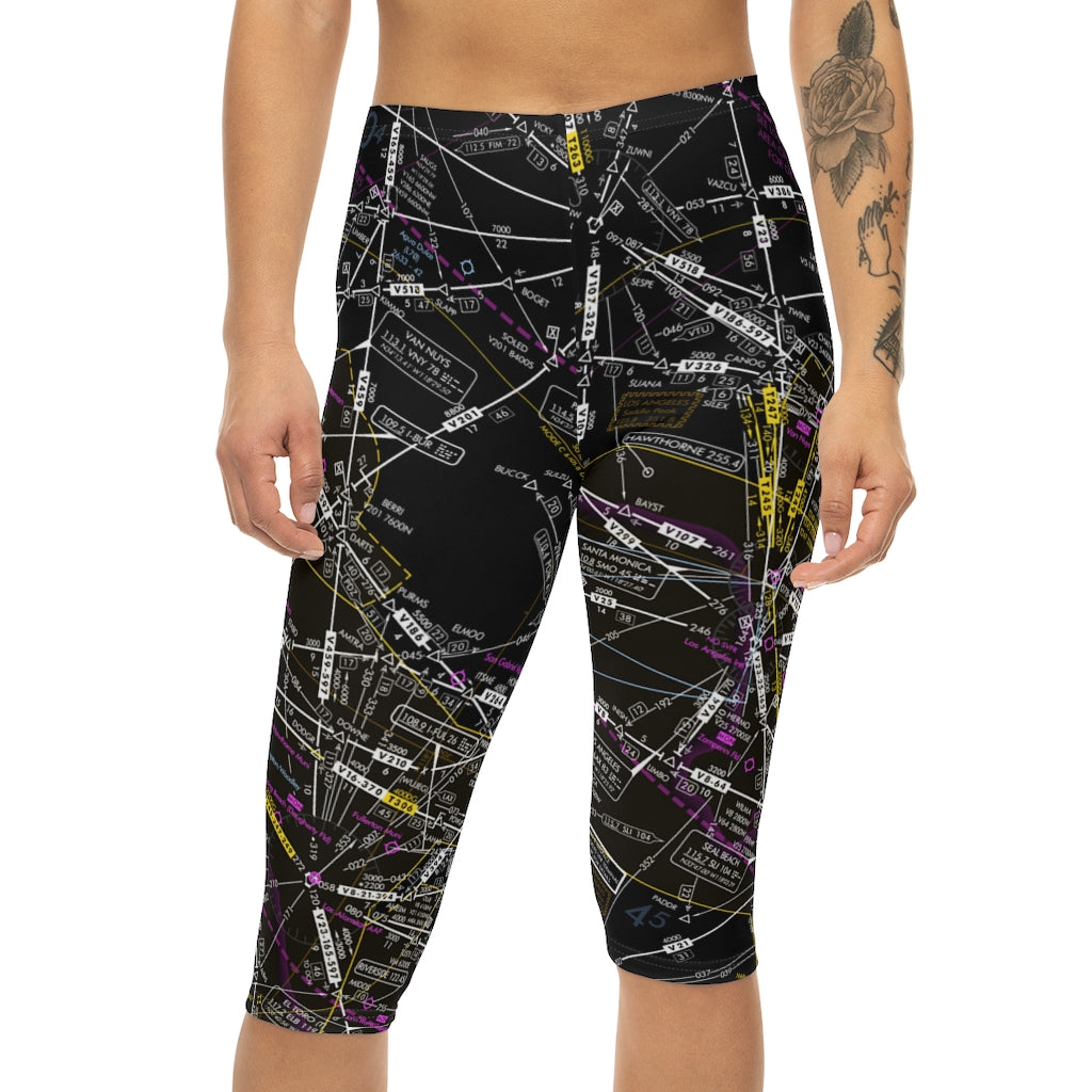 Enroute Low Altitude Chart capri leggings (invert)