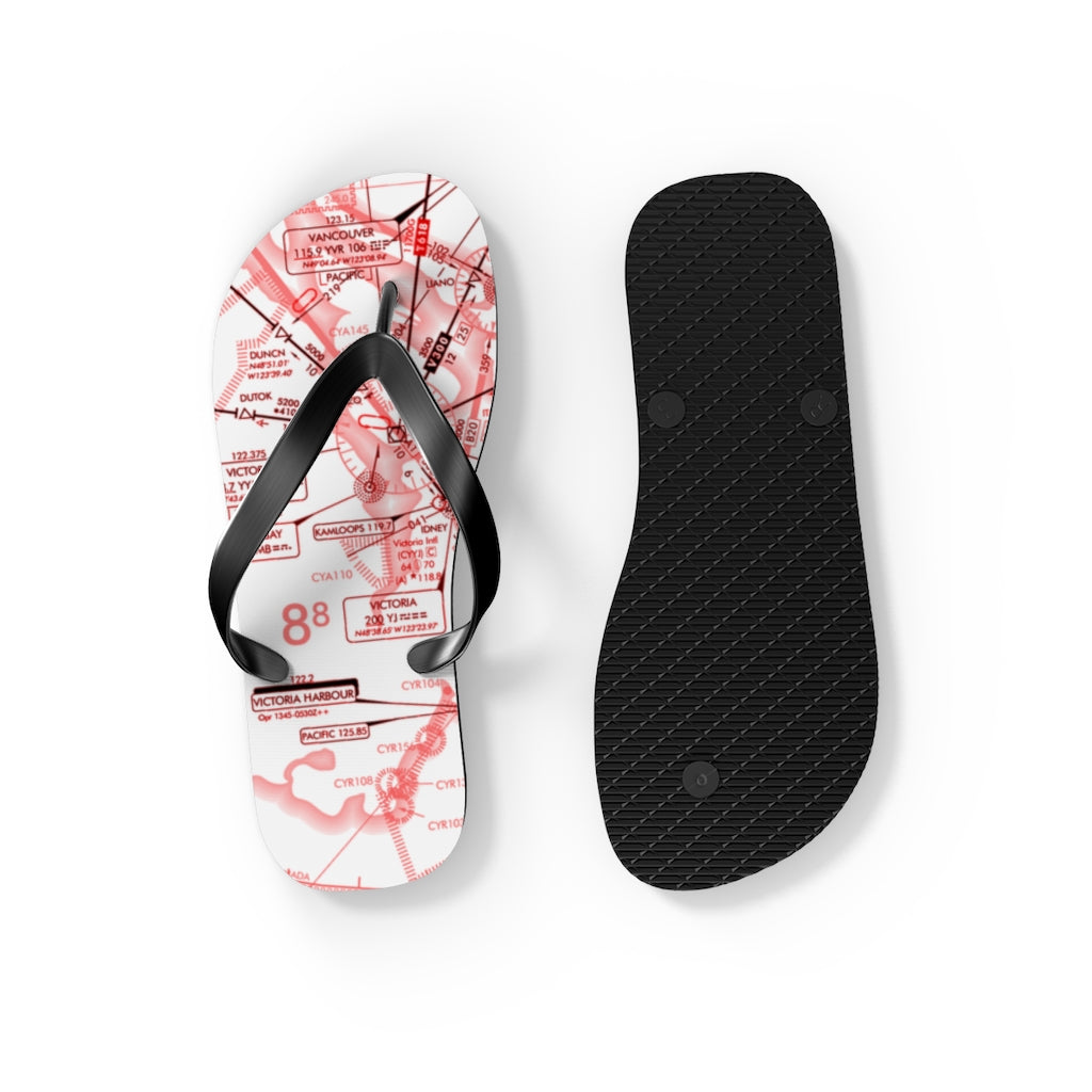 Aeronautical Chart Flip-Flops (red&white)