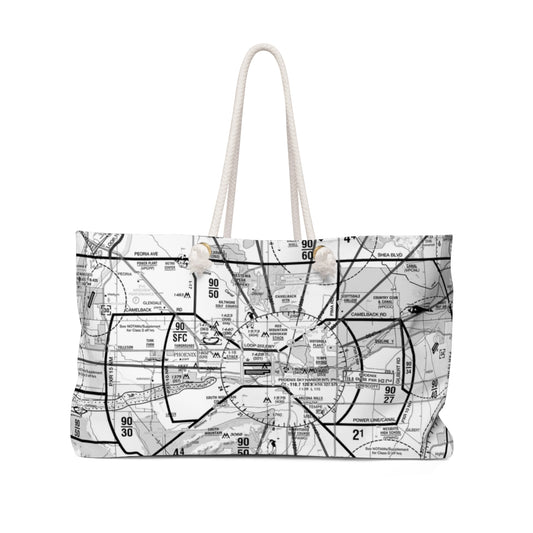 Aeronautical Chart weekender tote bag (PHX/b&w)