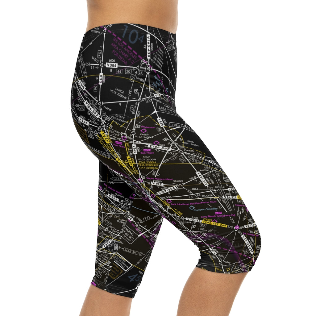 Enroute Low Altitude Chart capri leggings (invert)