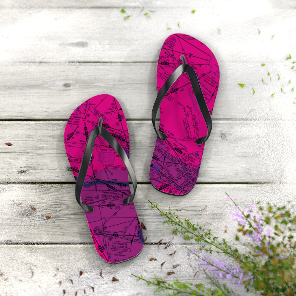 Aeronautical Chart Flip-Flops (ELUS3/pink)