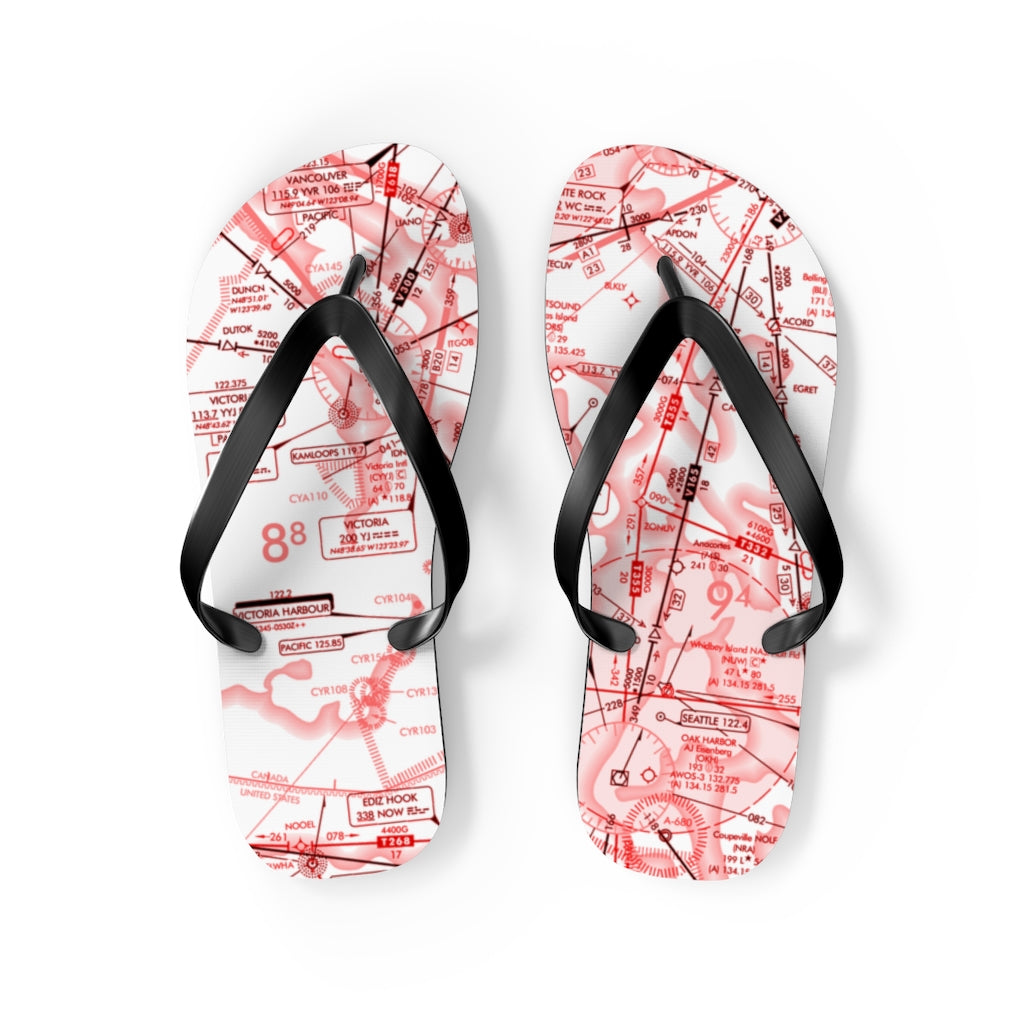 Aeronautical Chart Flip-Flops (red&white)