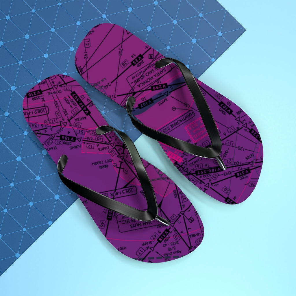 Aeronautical Chart Flip-Flops (ELUS3/purple)