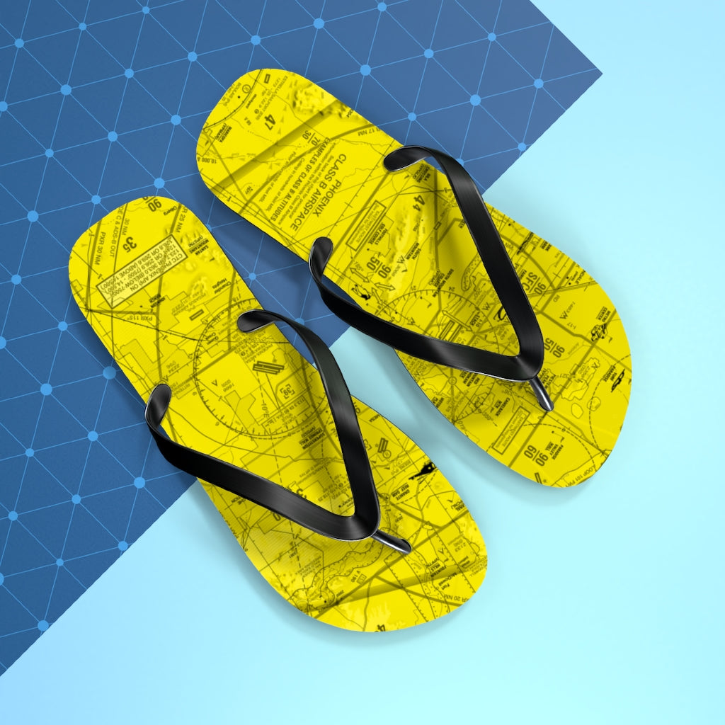 Aeronautical Chart Flip-Flops (PHX/yellow)