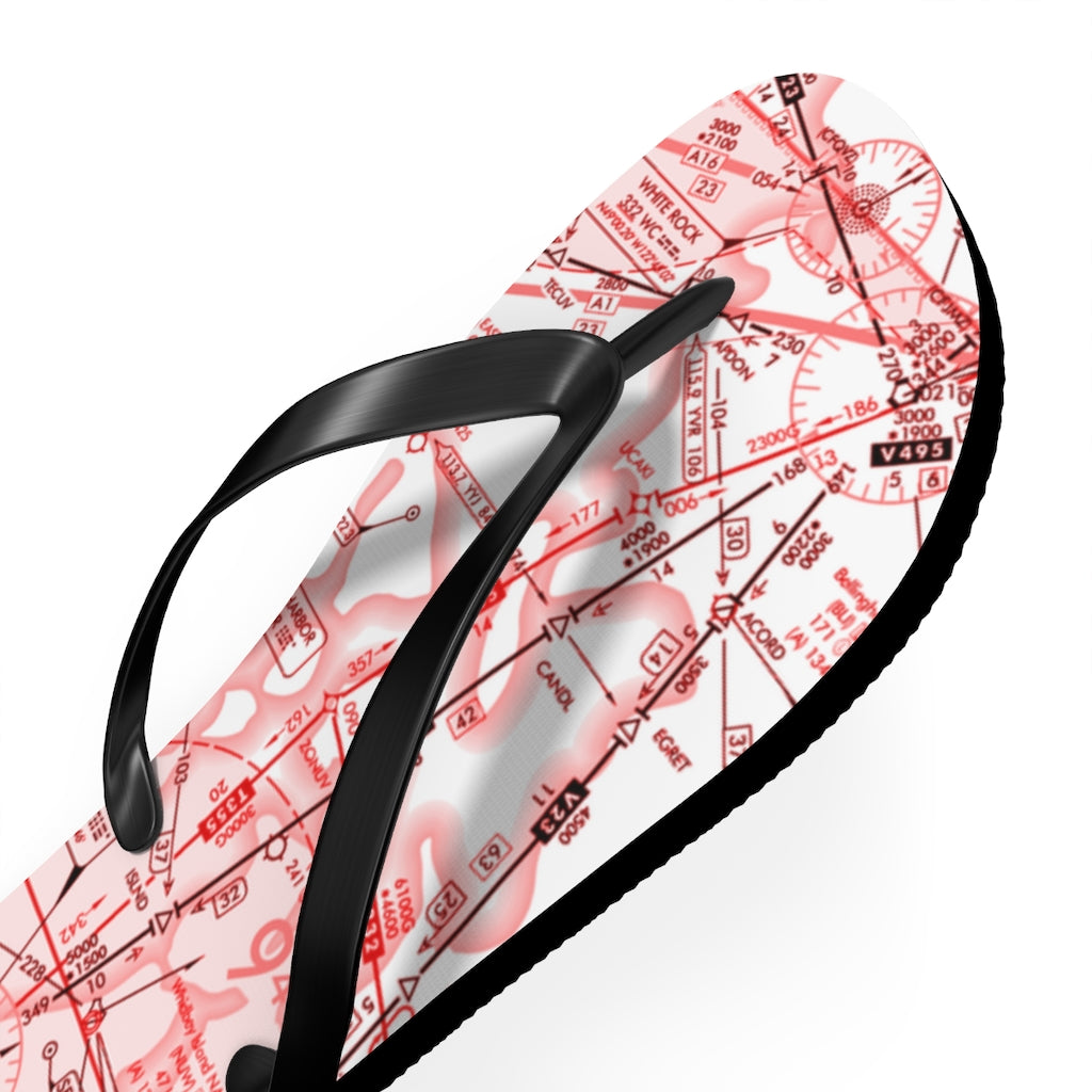 Aeronautical Chart Flip-Flops (red&white)