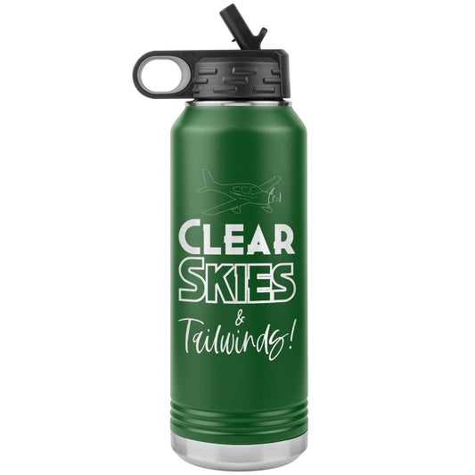 Clear Skies & Tailwinds! - 32 oz. water bottle (w/low wing)