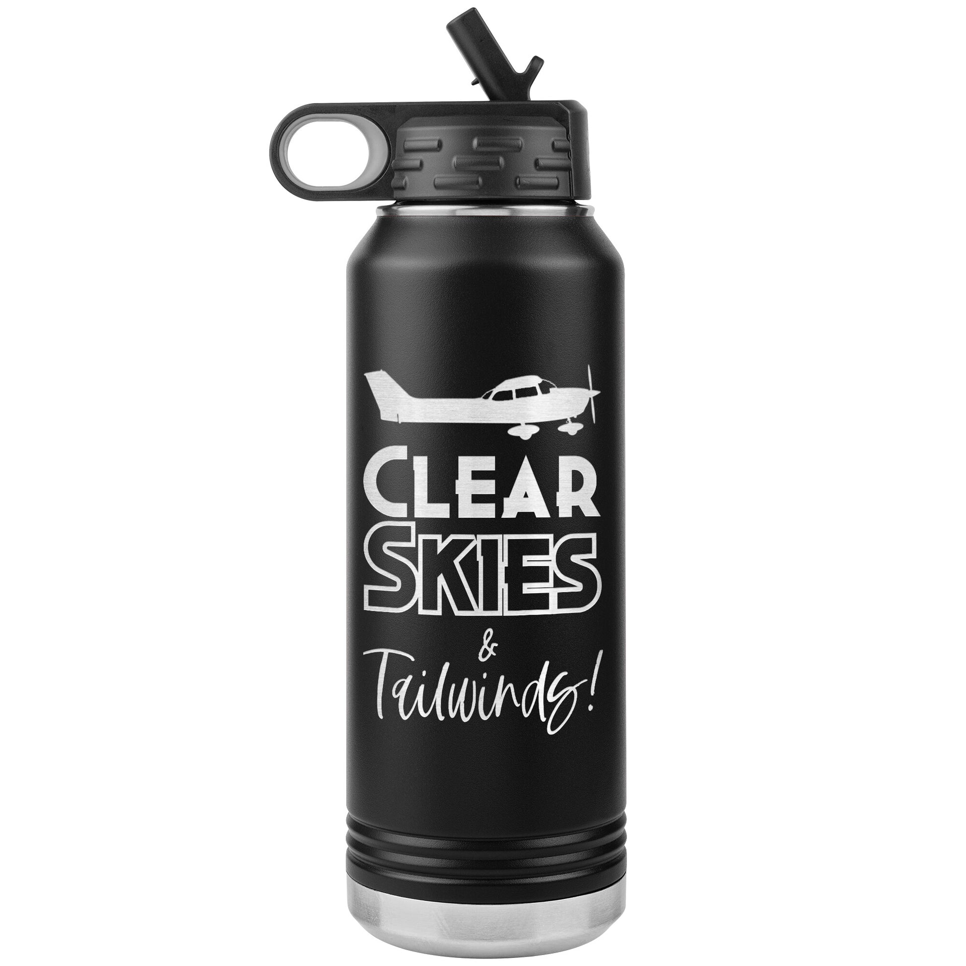 Clear Skies & Tailwinds! - 32 oz. water bottle (w/Cessna)