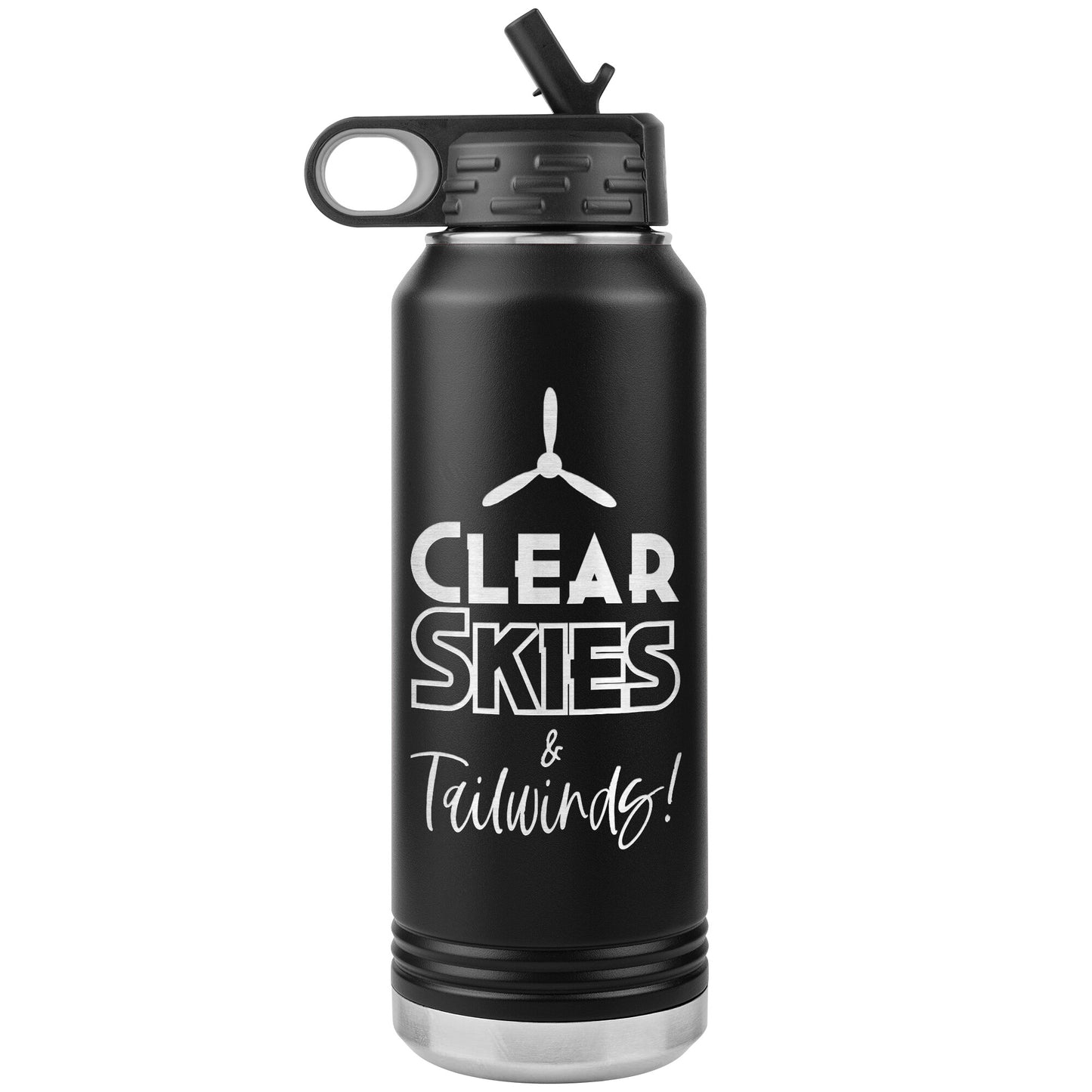Clear Skies & Tailwinds! - 32 oz. water bottle (w/prop)