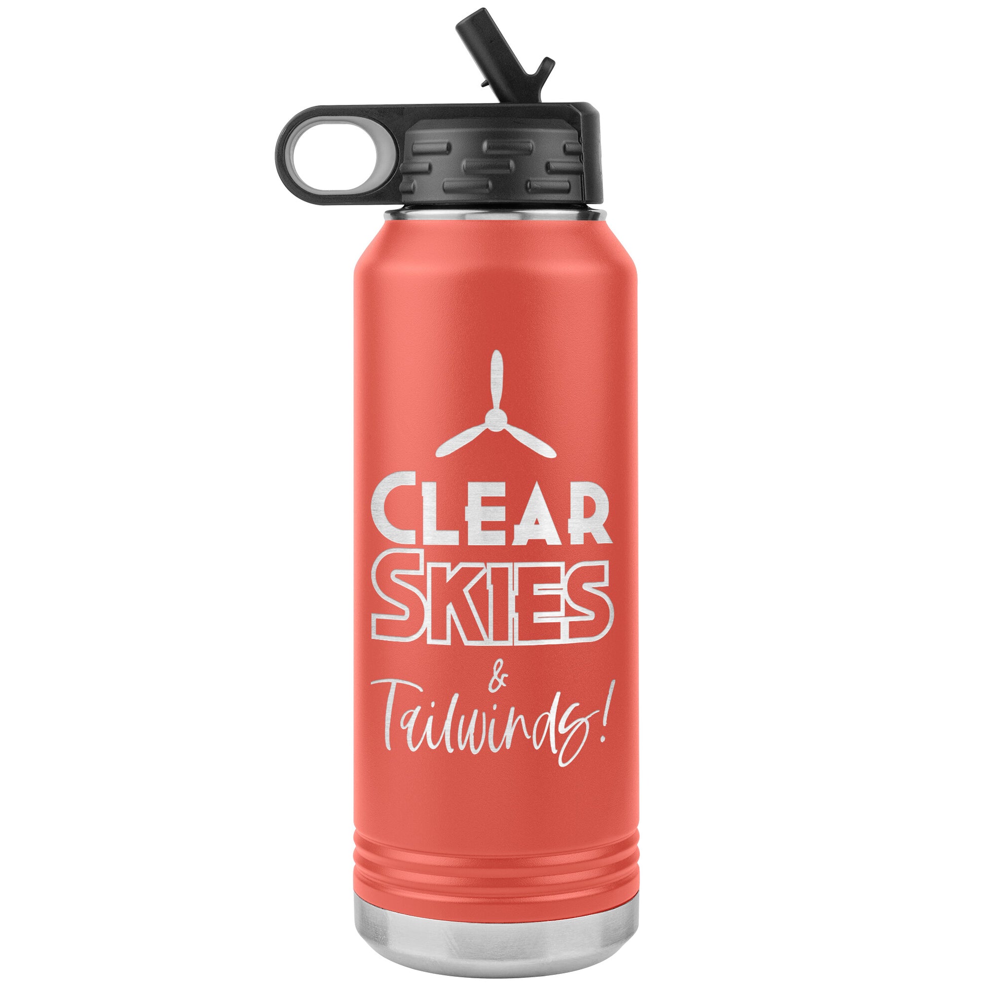 Clear Skies & Tailwinds! - 32 oz. water bottle (w/prop)