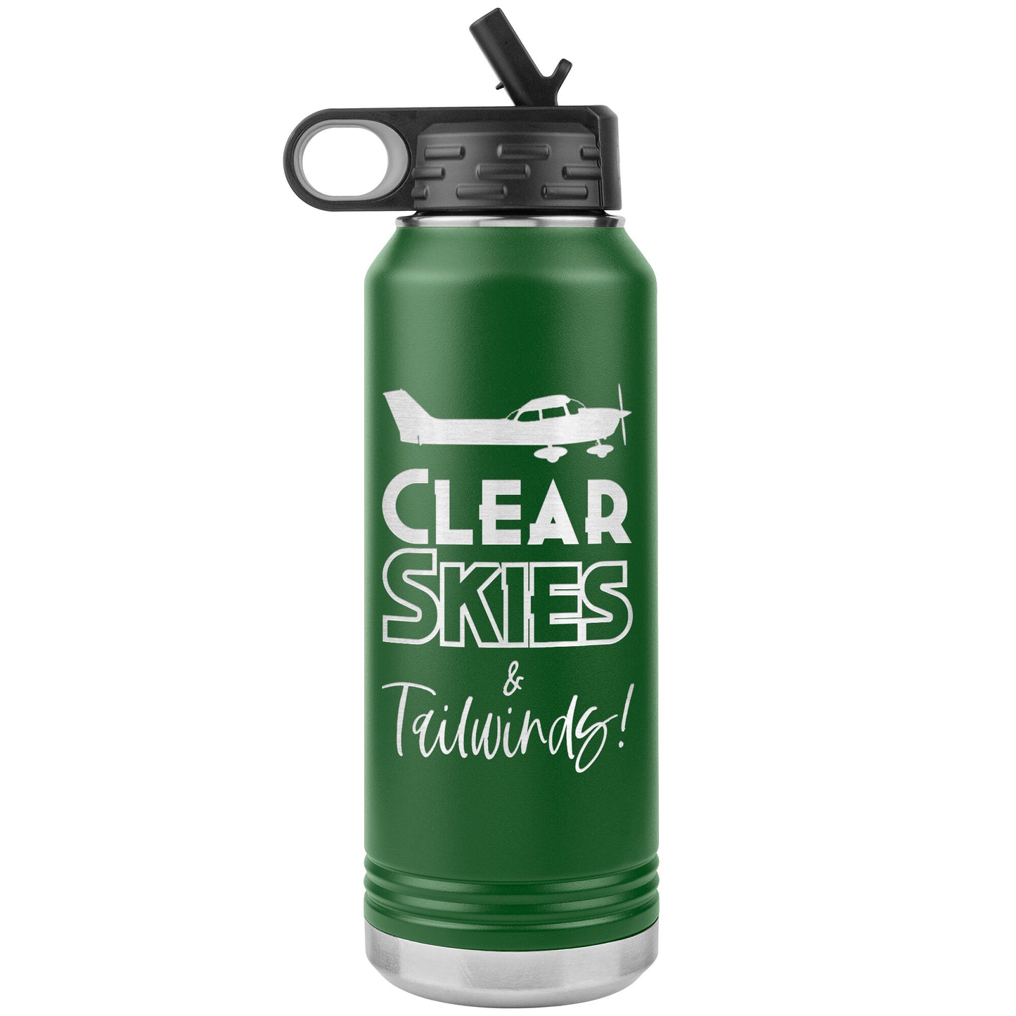 Clear Skies & Tailwinds! - 32 oz. water bottle (w/Cessna)