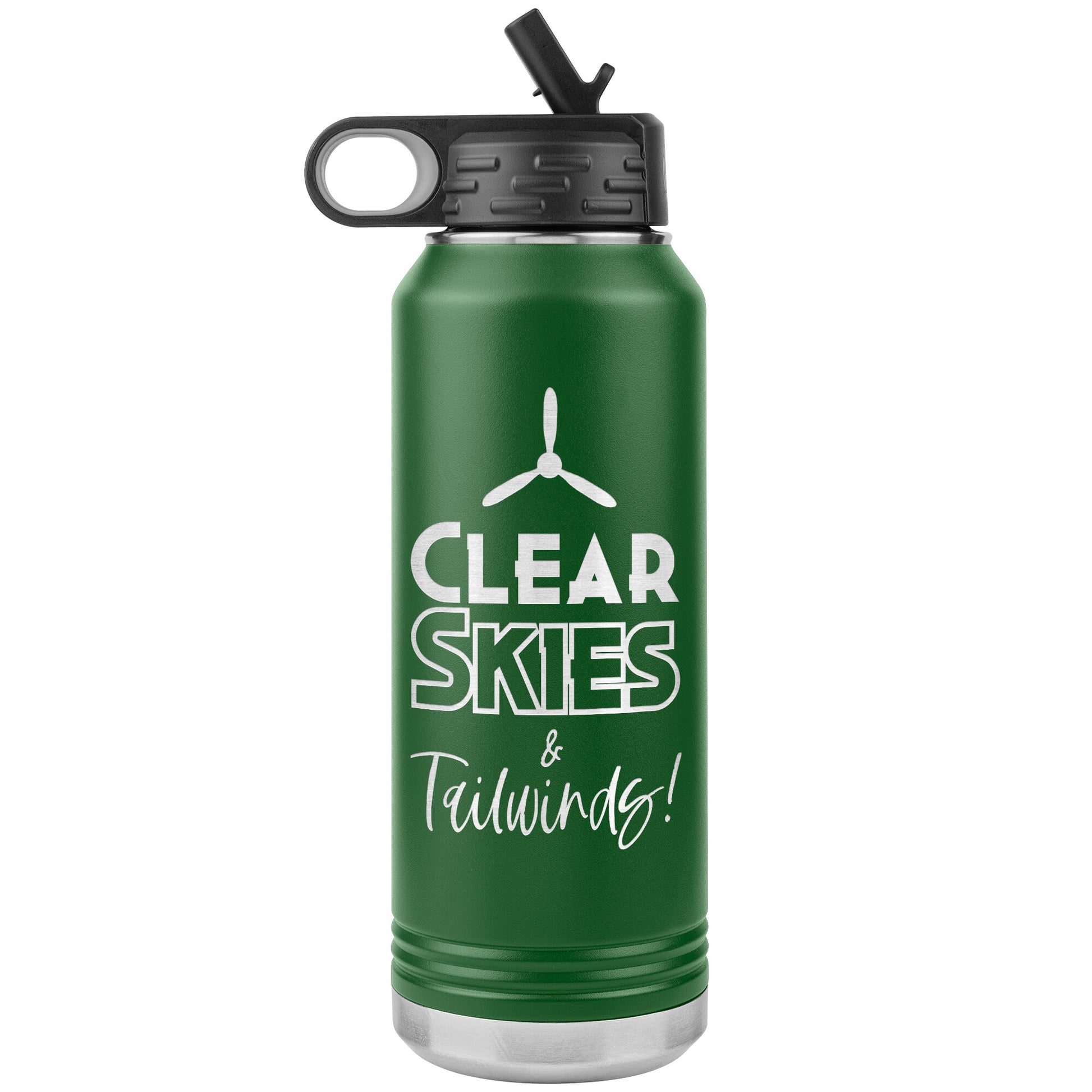 Clear Skies & Tailwinds! - 32 oz. water bottle (w/prop)