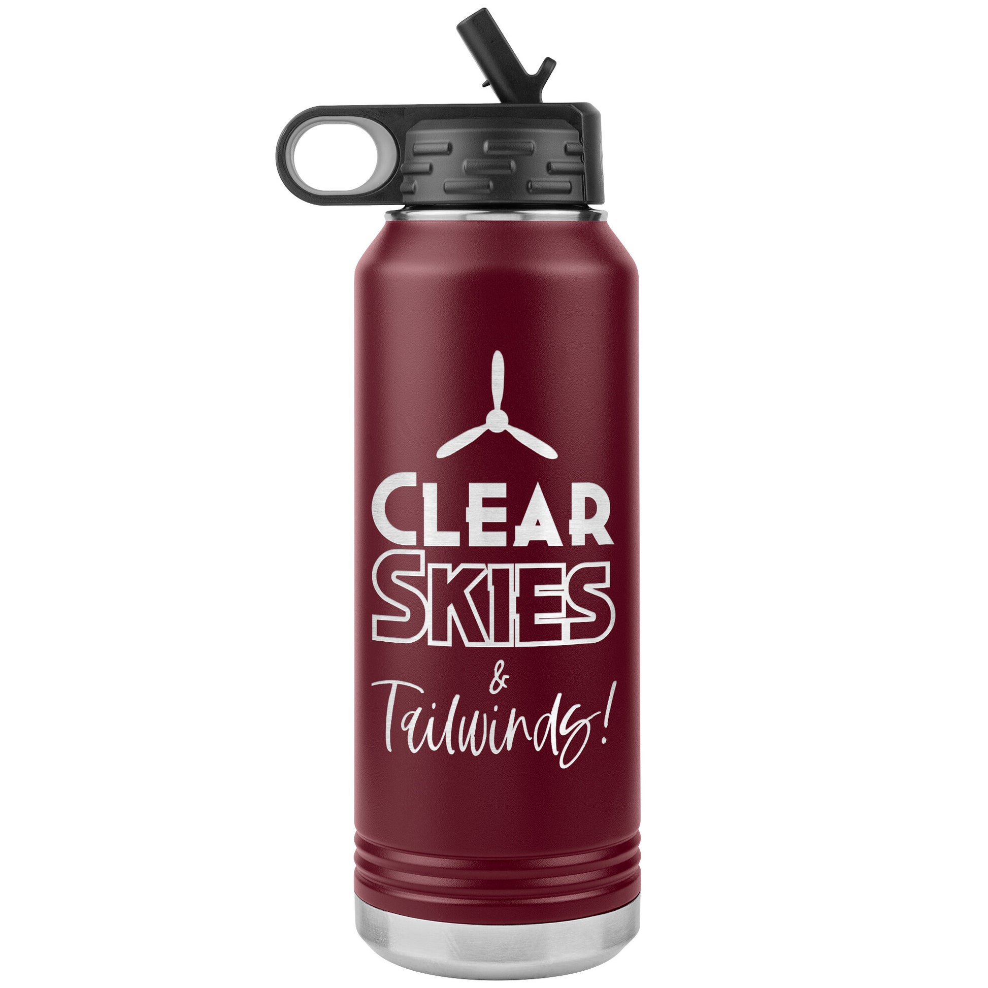 Clear Skies & Tailwinds! - 32 oz. water bottle (w/prop)