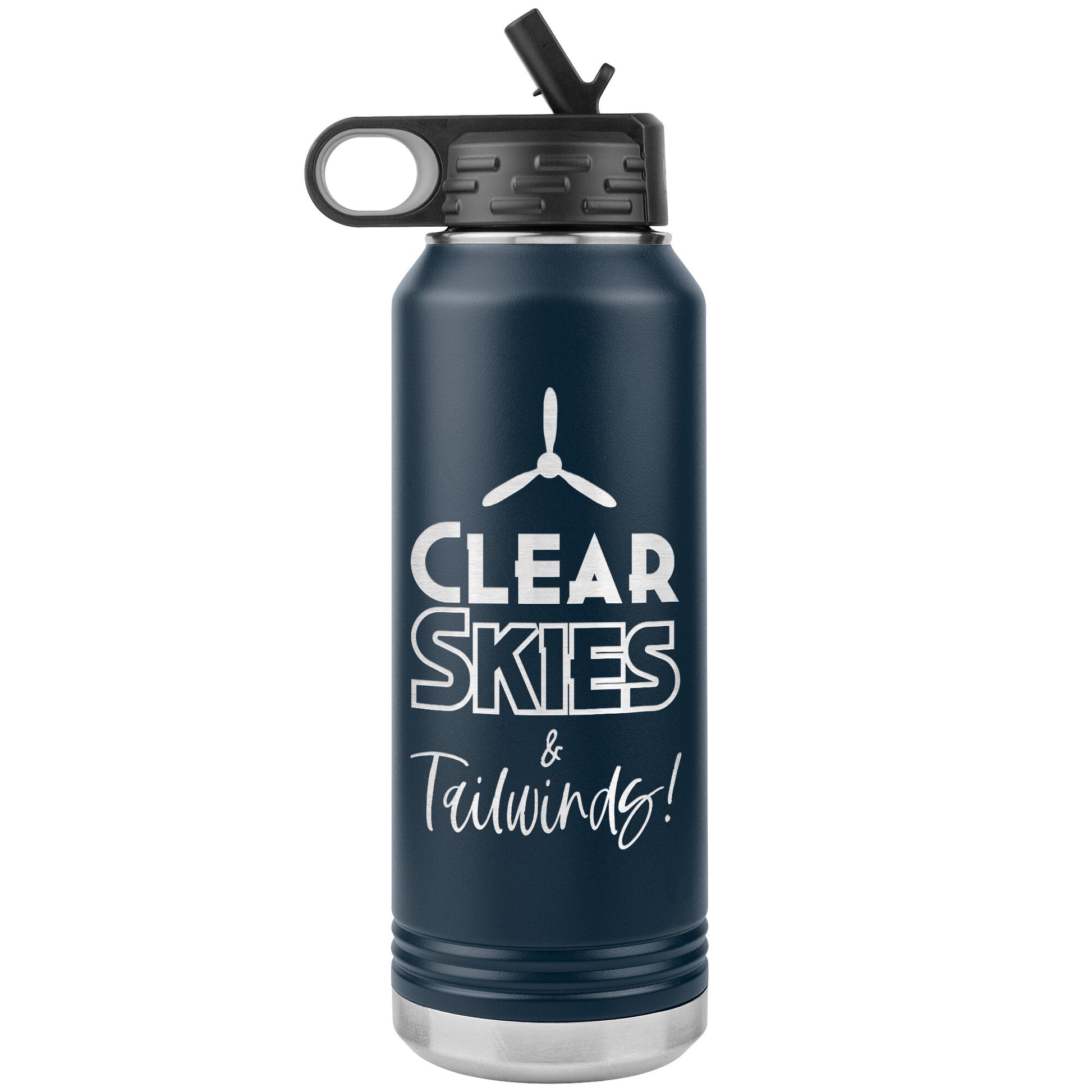 Clear Skies & Tailwinds! - 32 oz. water bottle (w/prop)