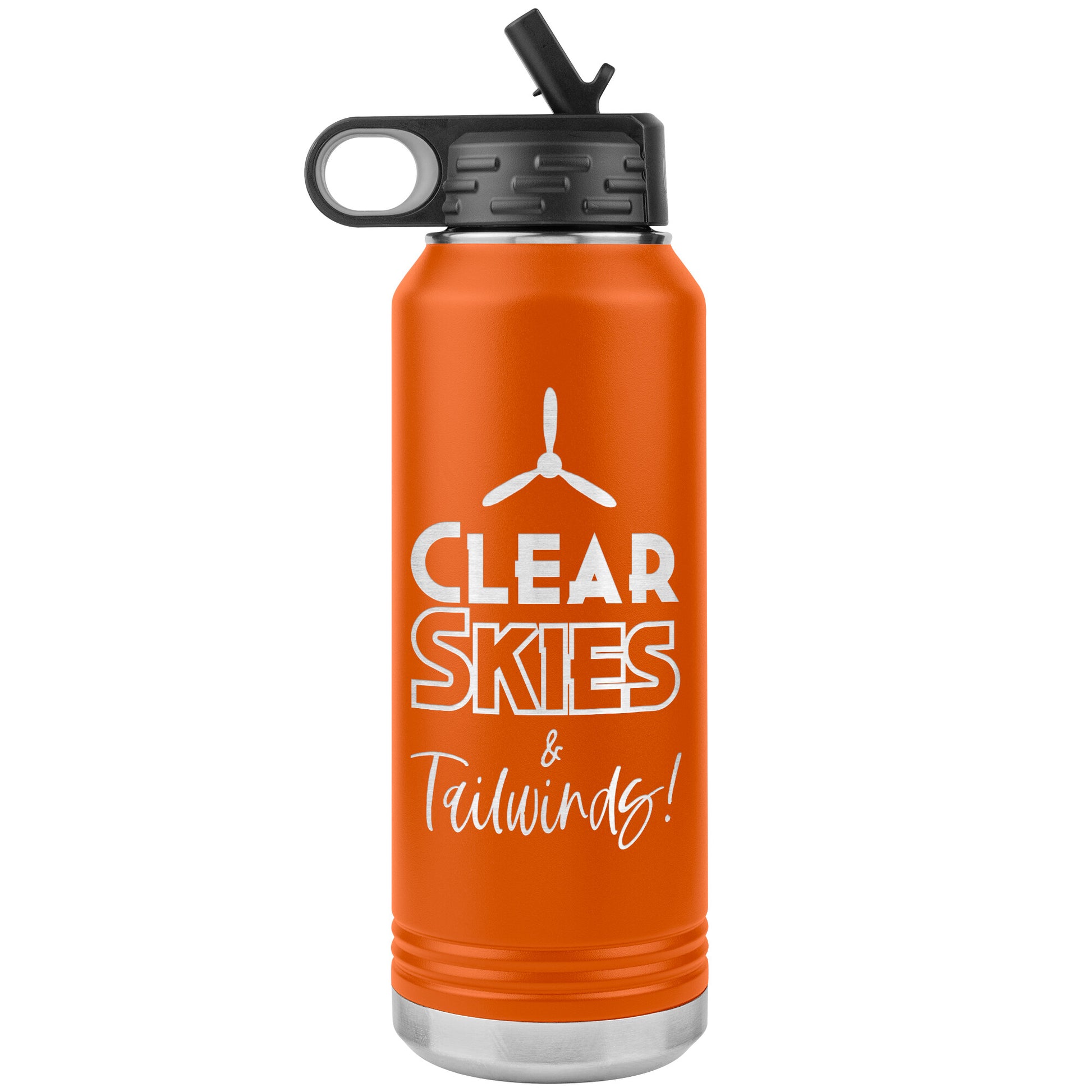 Clear Skies & Tailwinds! - 32 oz. water bottle (w/prop)