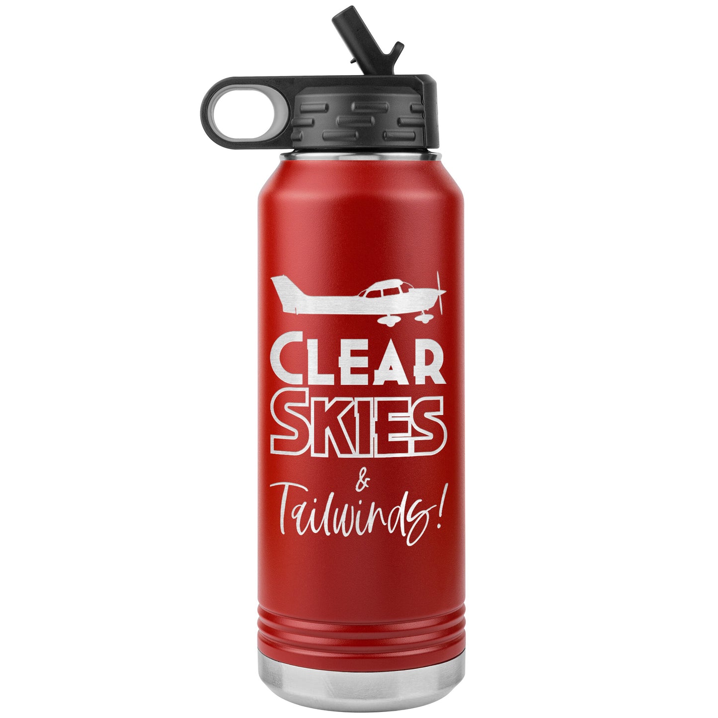 Clear Skies & Tailwinds! - 32 oz. water bottle (w/Cessna)