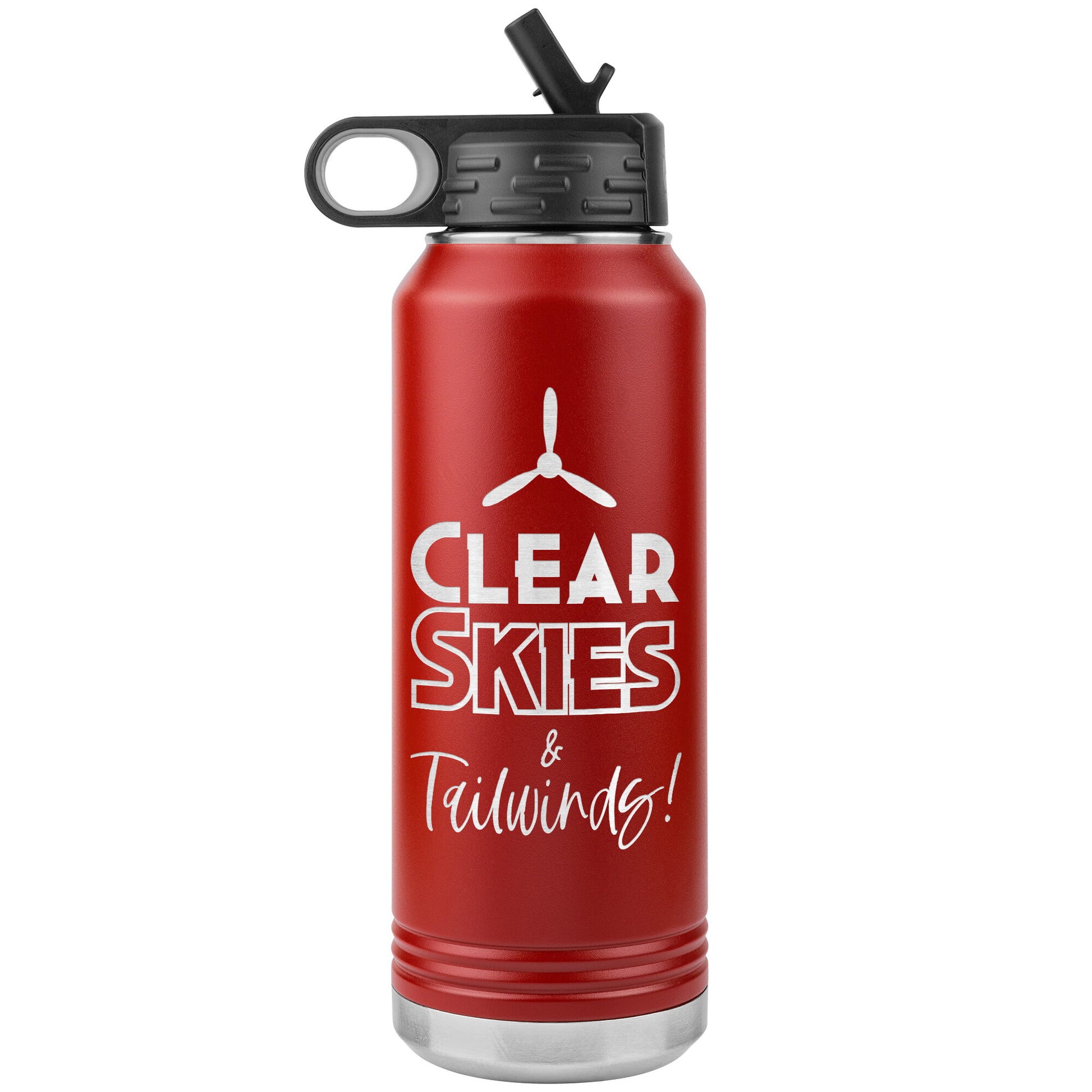 Clear Skies & Tailwinds! - 32 oz. water bottle (w/prop)