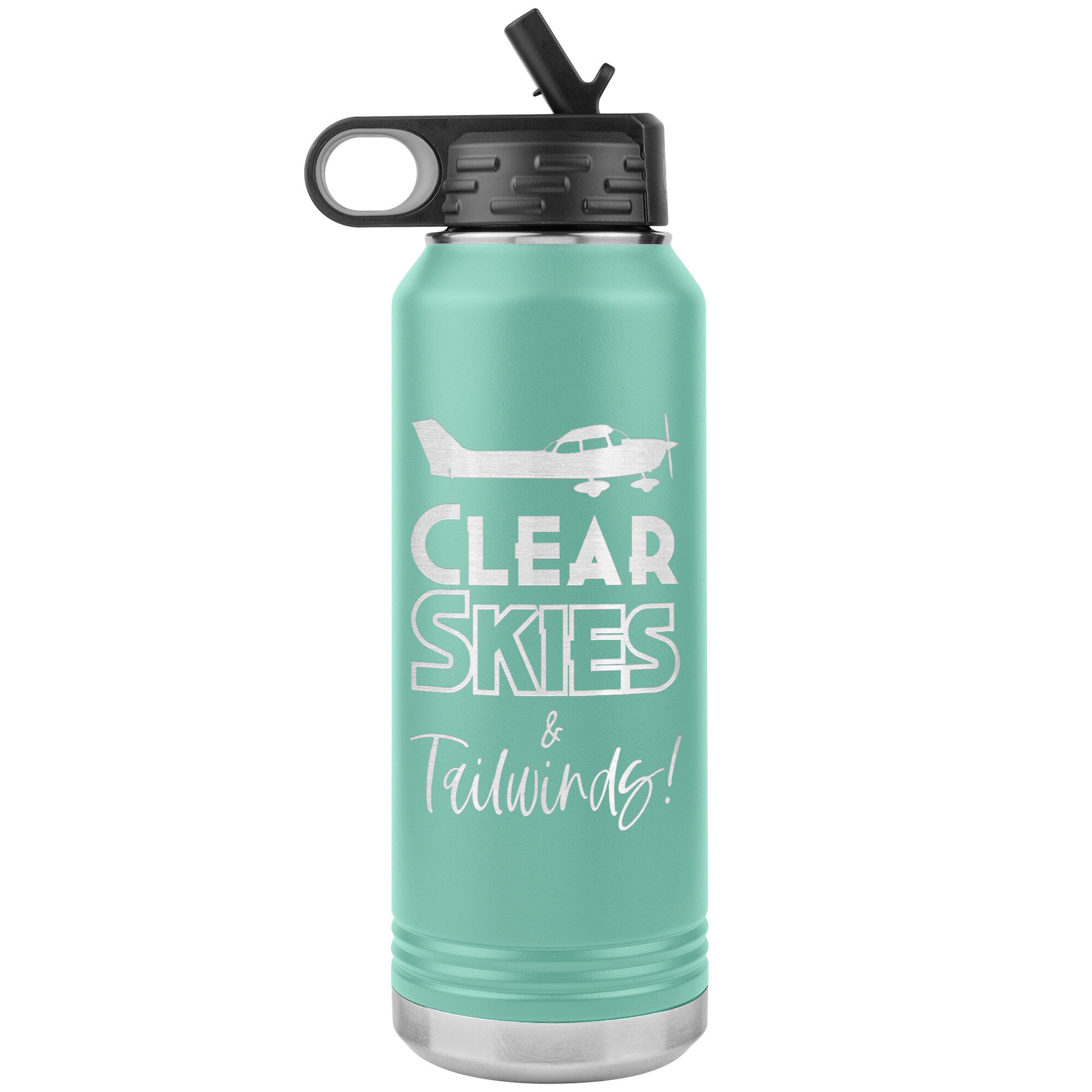 Clear Skies & Tailwinds! - 32 oz. water bottle (w/Cessna)