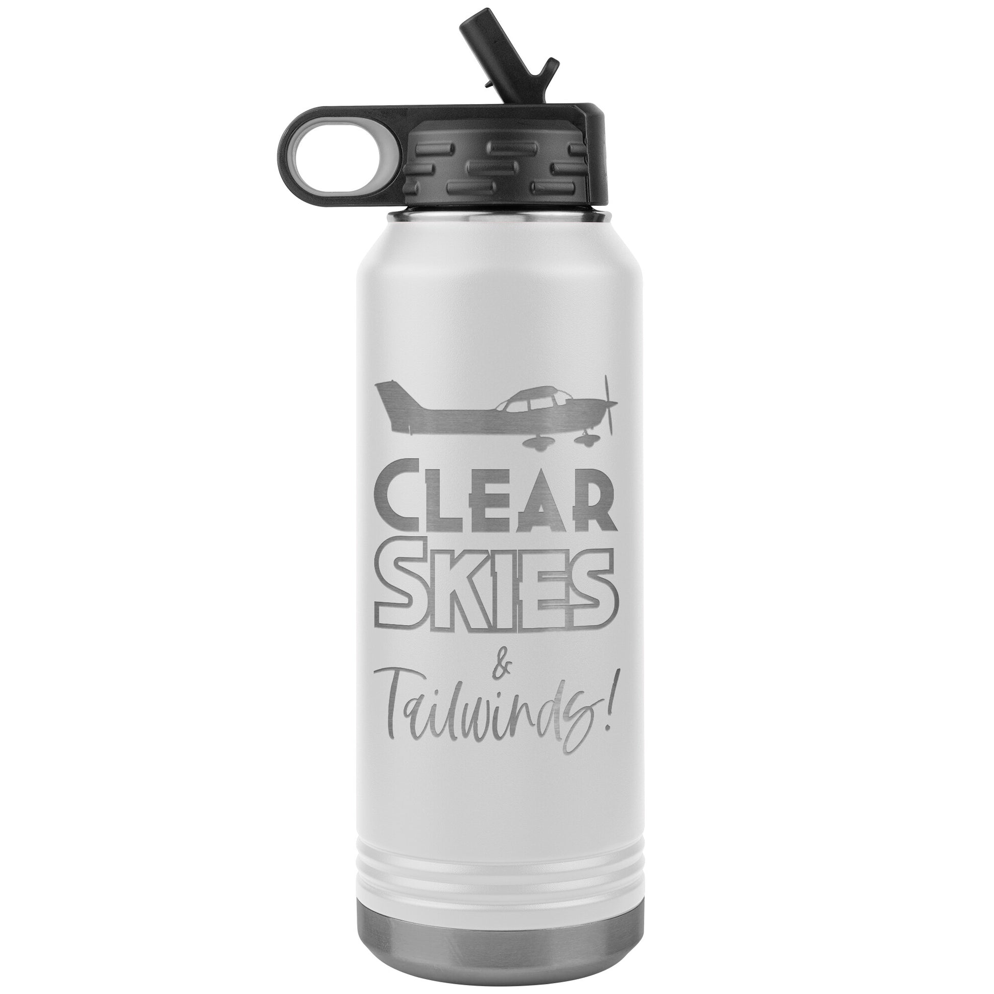 Clear Skies & Tailwinds! - 32 oz. water bottle (w/Cessna)