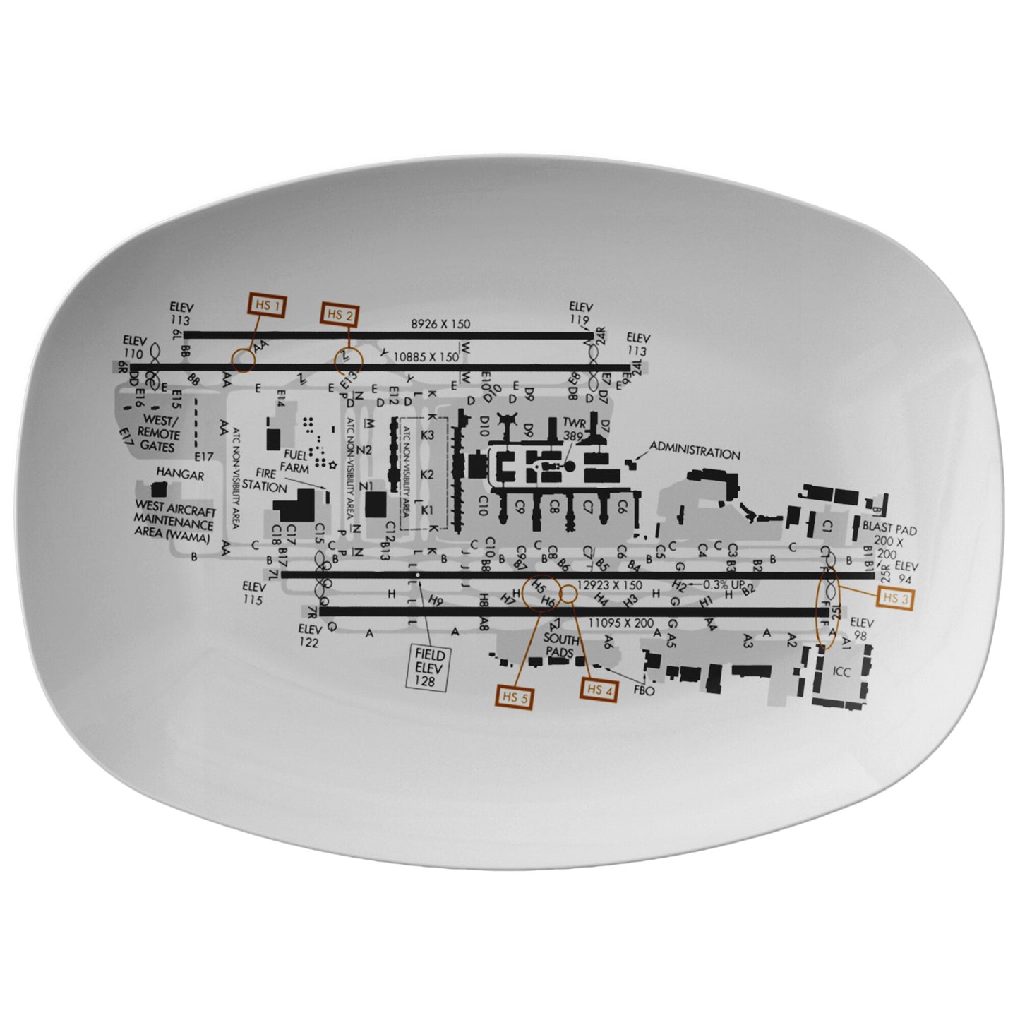 Los Angeles International Airport taxi diagram - serving platter