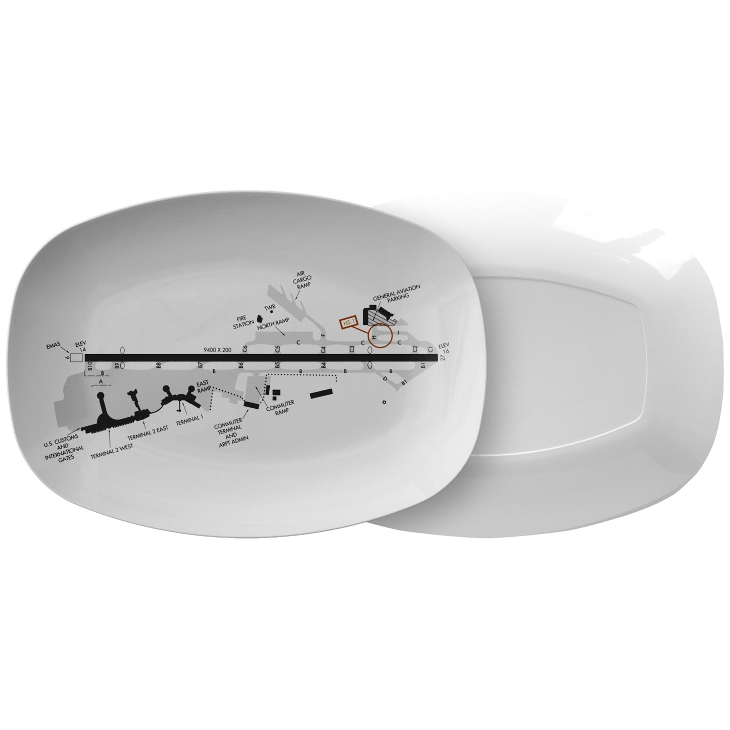 San Diego Airport taxi diagram - serving platter