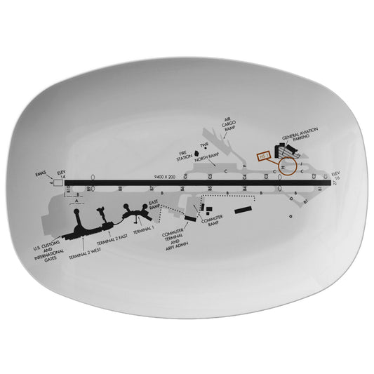 San Diego Airport taxi diagram - serving platter