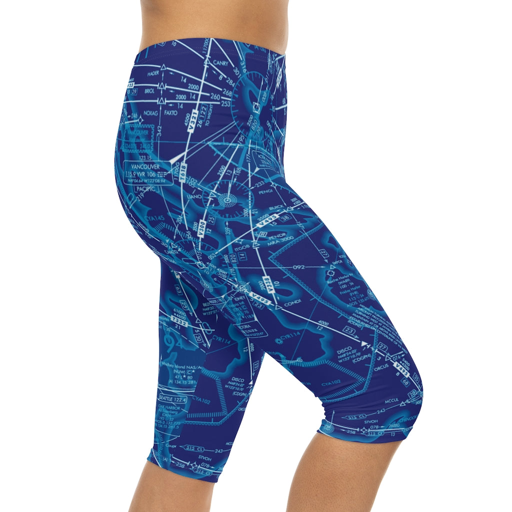 Enroute Low Altitude Chart capri leggings (blue)
