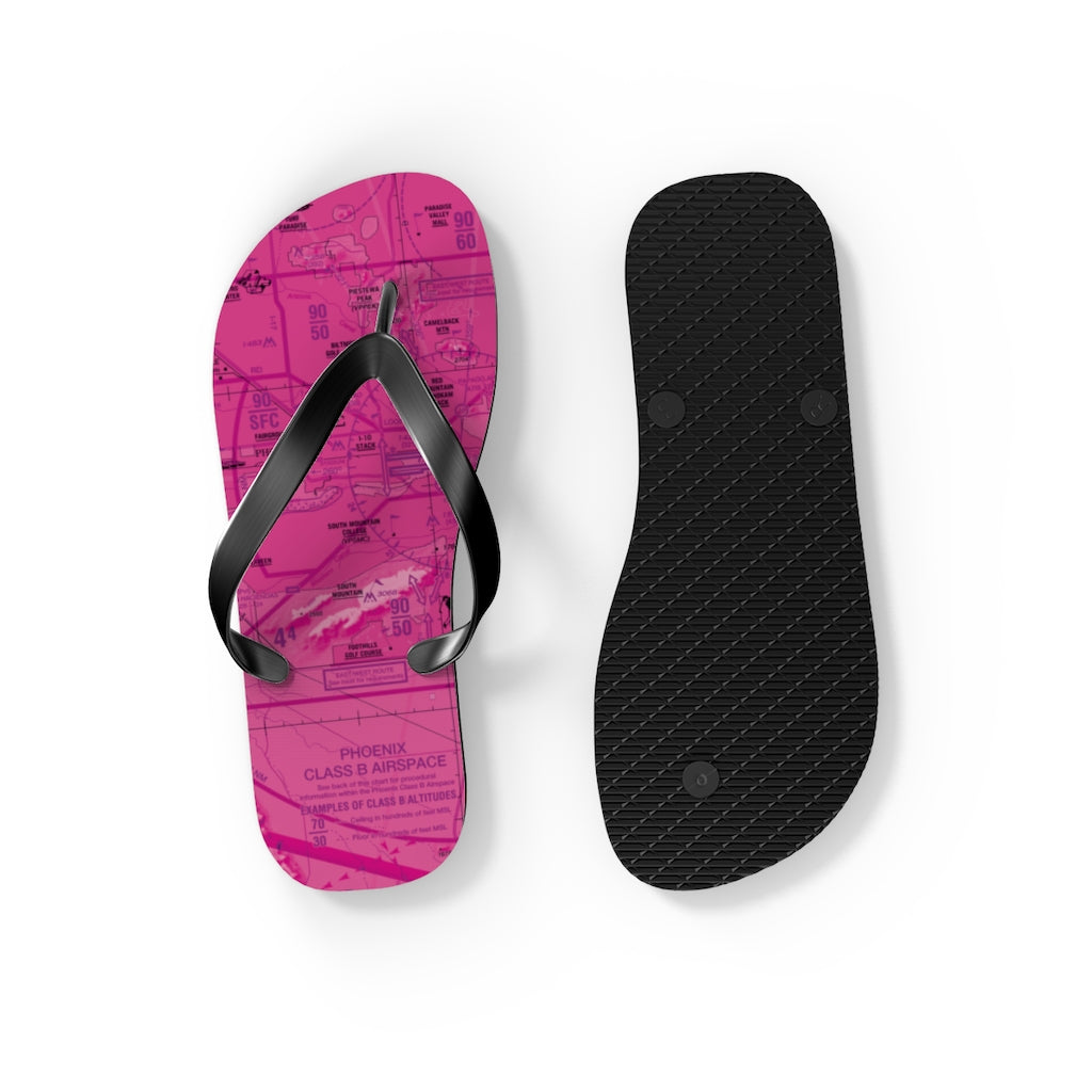 Aeronautical Chart Flip-Flops (PHX/pink)