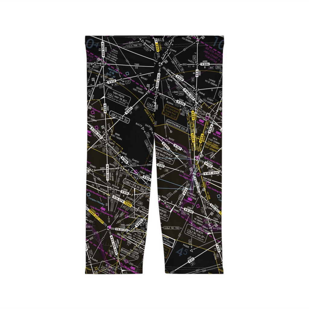 Enroute Low Altitude Chart capri leggings (invert)