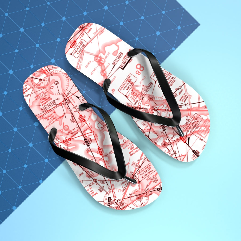 Aeronautical Chart Flip-Flops (red&white)