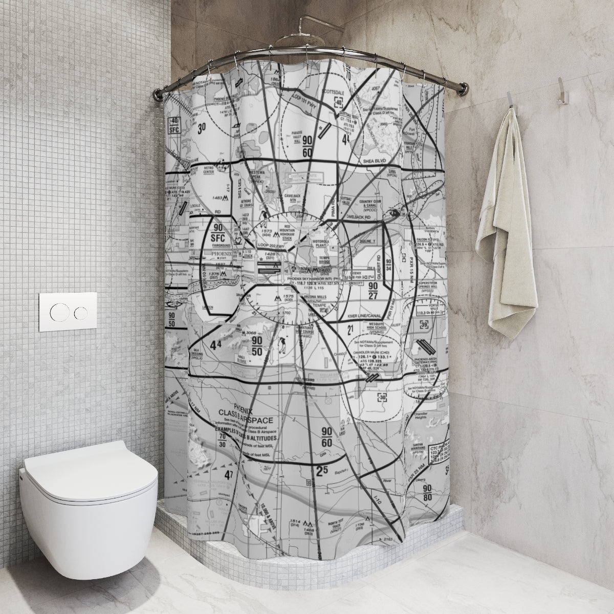 Phoenix TAC Chart shower curtain (b&w)