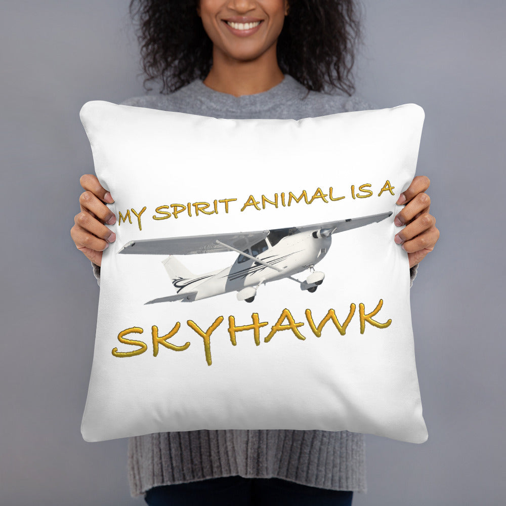 My Spirit Animal is a Skyhawk white basic pillow