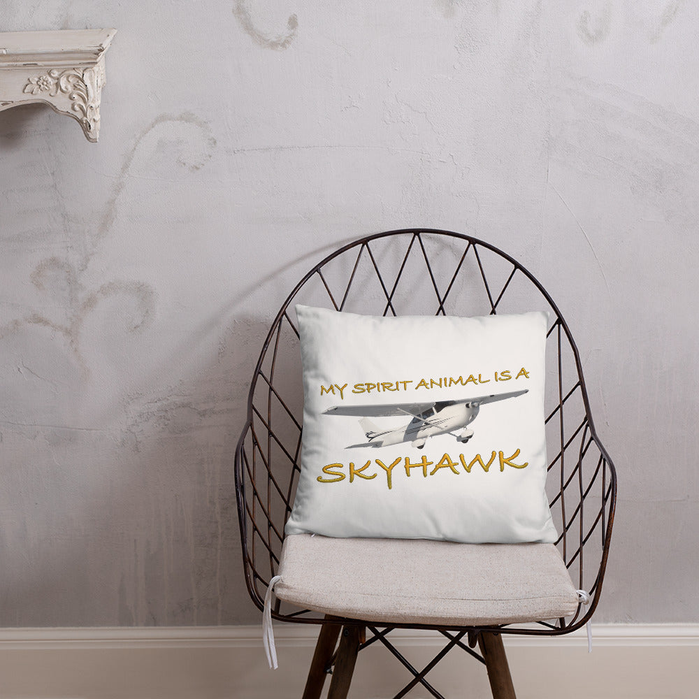 My Spirit Animal is a Skyhawk white basic pillow