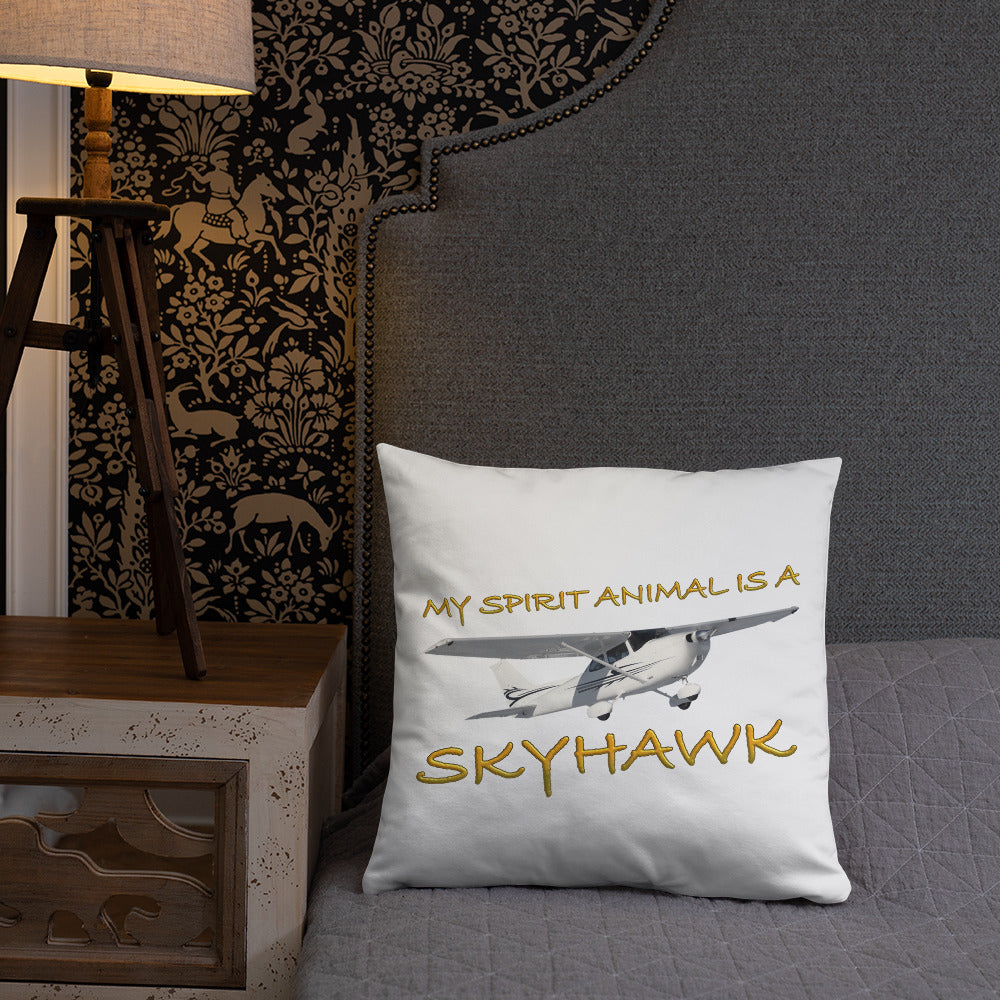 My Spirit Animal is a Skyhawk white basic pillow