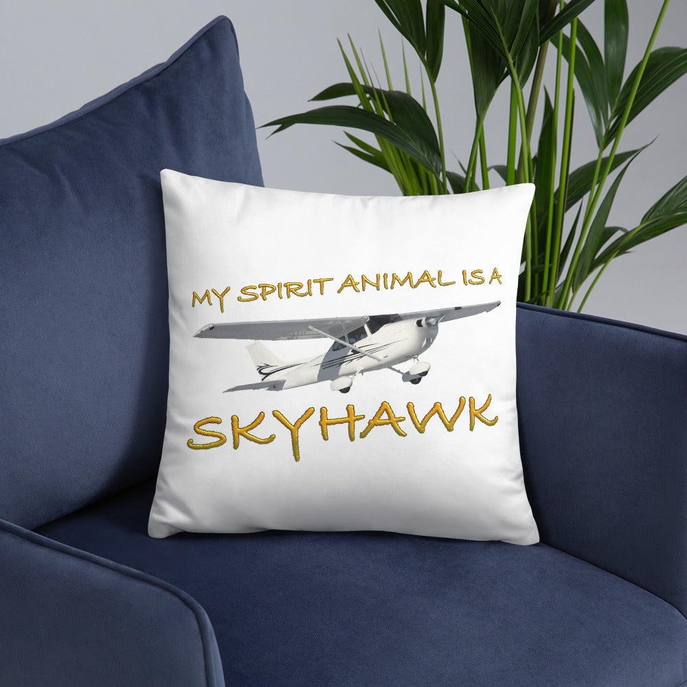 My Spirit Animal is a Skyhawk white basic pillow