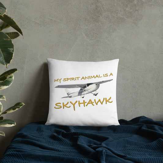 My Spirit Animal is a Skyhawk white basic pillow