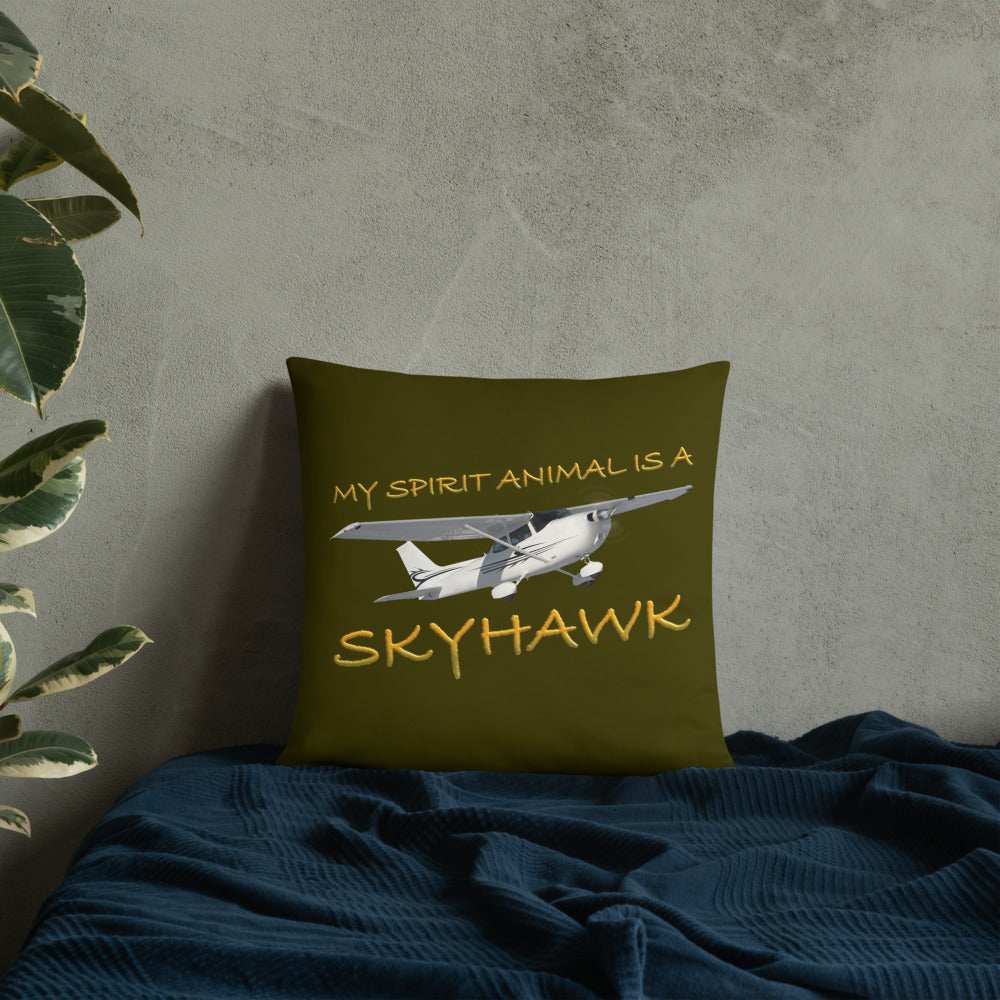 My Spirit Animal is a Skyhawk dark green basic pillow