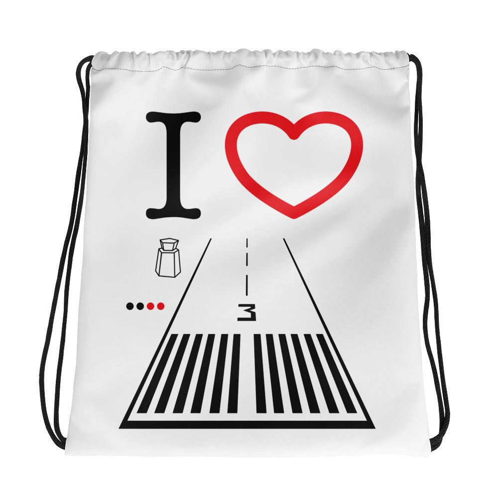 Santa Monica Airport Runway 21 - 3 - white drawstring bag