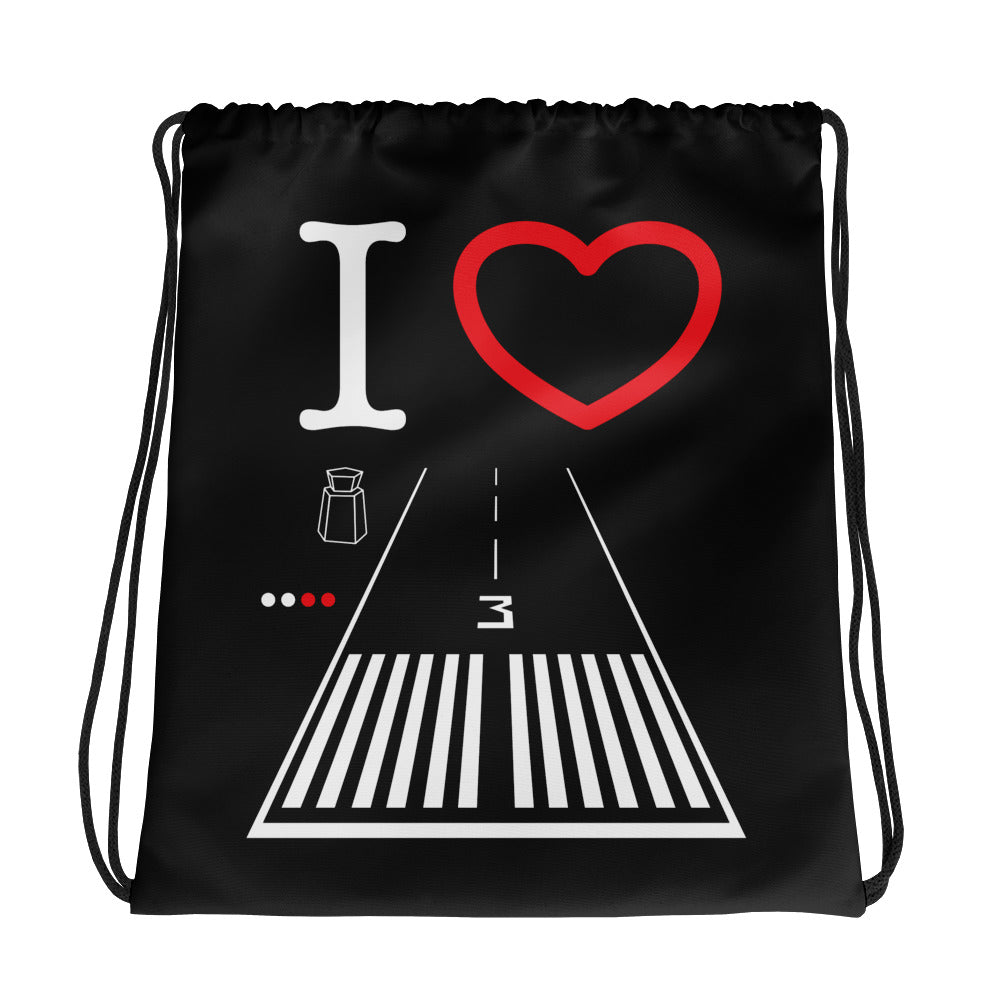Santa Monica Airport Runway 21 - 3 - black drawstring bag