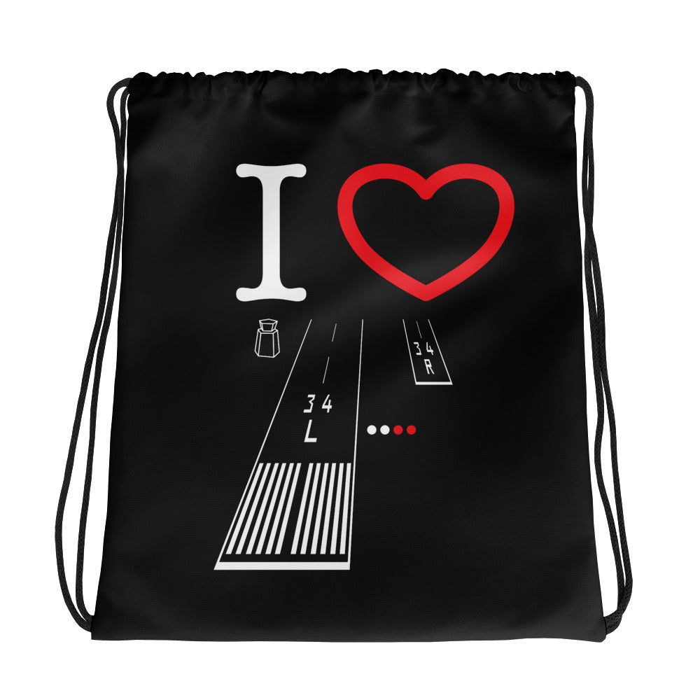 Van Nuys Airport Runways 16L - 16R / 34L - 34R - black drawstring bag