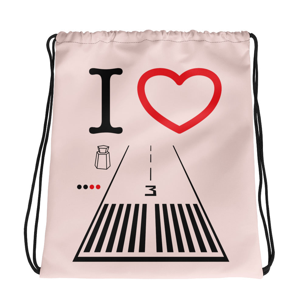 Santa Monica Airport Runway 21 - 3 - light pink drawstring bag