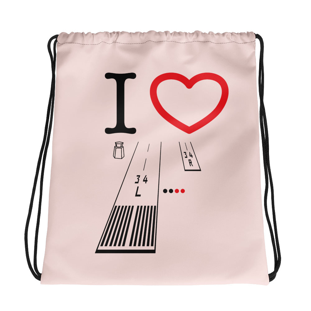 Van Nuys Airport Runways 16L - 16R / 34L - 34R - light pink drawstring bag