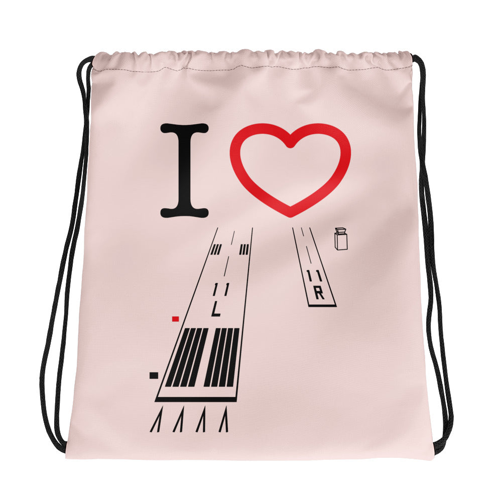 Torrance Airport Runways 29L - 29R / 11L / 11R - light pink drawstring bag