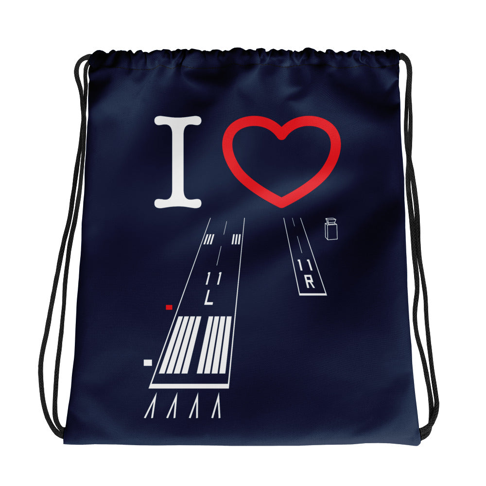 Torrance Airport Runways 29L - 29R / 11L - 11R - navy drawstring bag