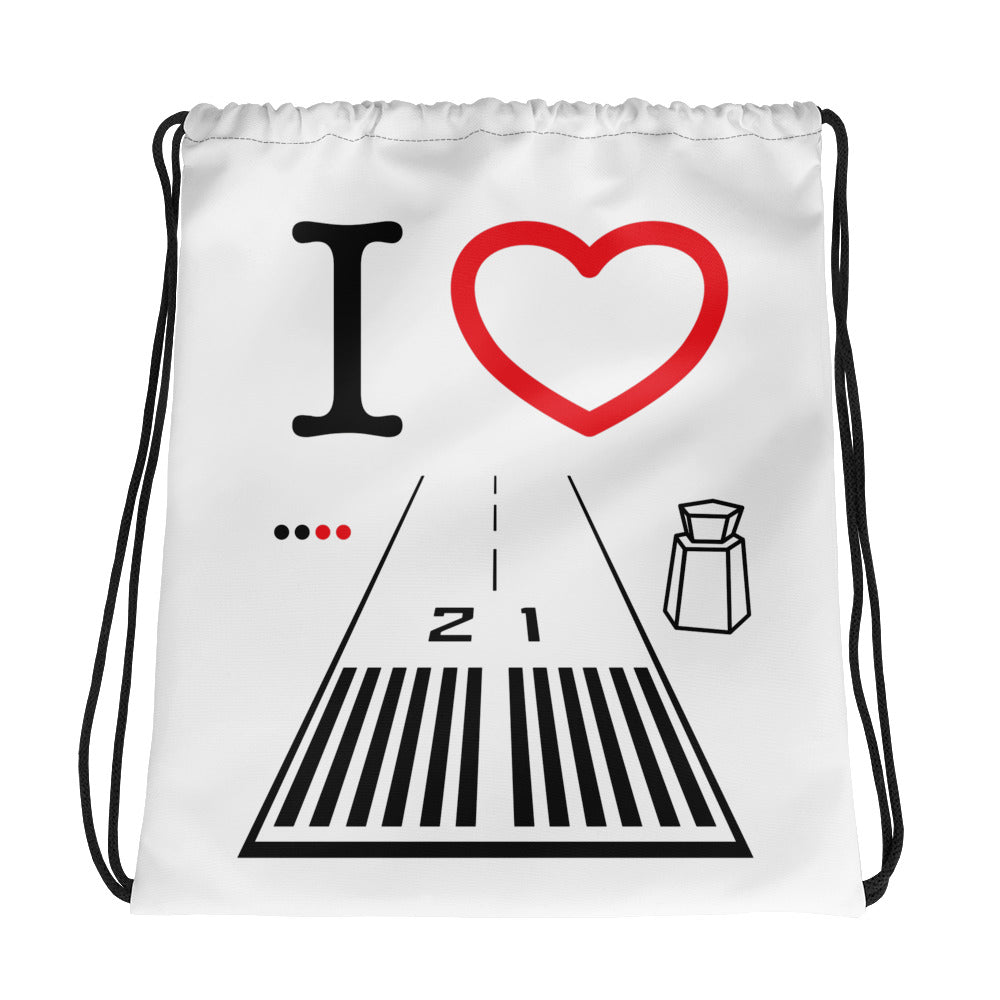 Santa Monica Airport Runway 21 - 3 - white drawstring bag