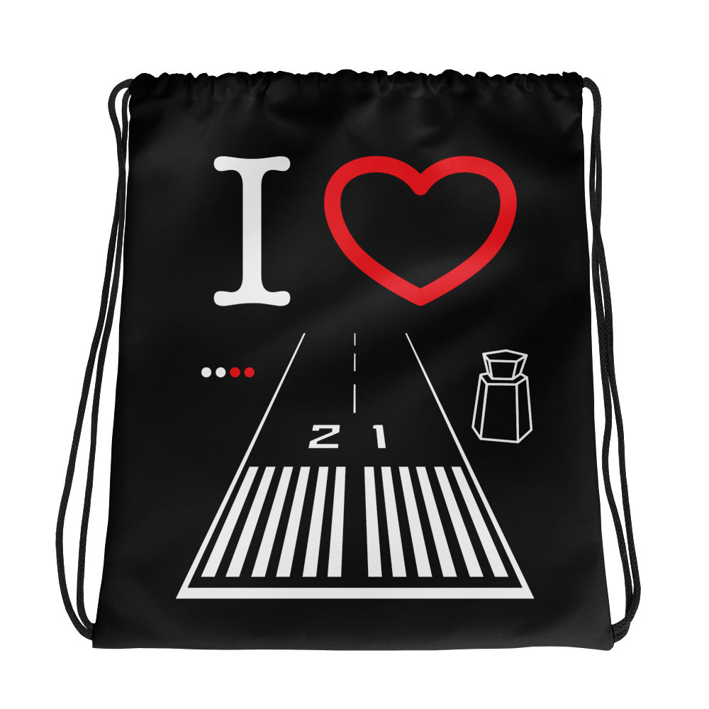 Santa Monica Airport Runway 21 - 3 - black drawstring bag