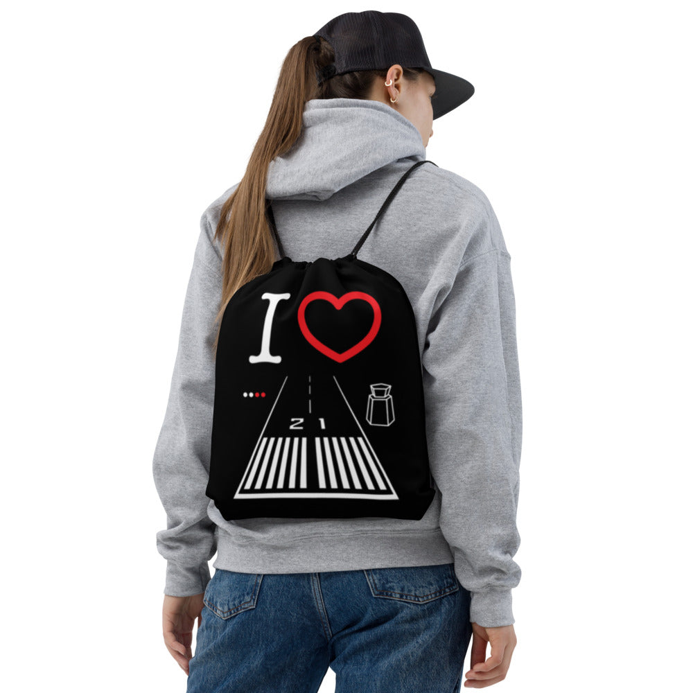 Santa Monica Airport Runway 21 - 3 - black drawstring bag