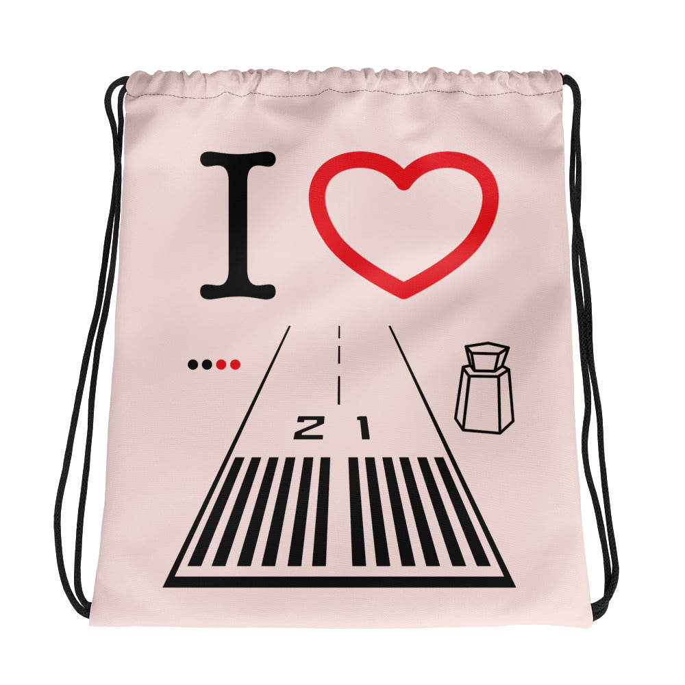 Santa Monica Airport Runway 21 - 3 - light pink drawstring bag